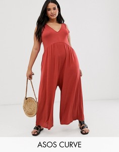 Свободный комбинезон ASOS DESIGN Curve-Красный