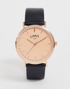 Часы с черным ремешком из искусственной кожи и розовым циферблатом Limit-Черный