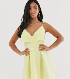 Короткое приталенное платье мини с отворотами спереди ASOS DESIGN Petite-Желтый