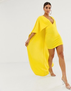 Платье мини с глубоким вырезом ASOS DESIGN-Желтый