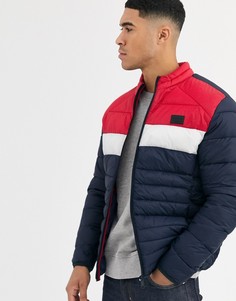 Дутая куртка с воротником-стойкой в стиле колор блок Jack & Jones Essentials-Красный
