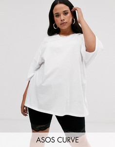 Белая oversize-футболка со строчками ASOS DESIGN Curve-Белый