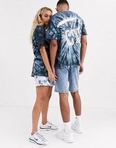 Футболка унисекс с принтом тай-дай и потертостями Crooked Tongues-Серый