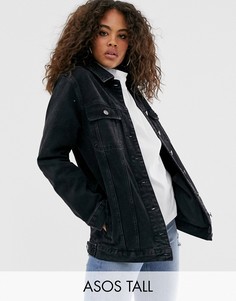 Черная выбеленная джинсовая куртка ASOS DESIGN Tall-Синий