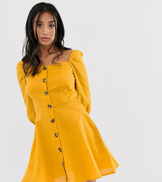 Платье мини на пуговицах с квадратным вырезом Only Petite-Оранжевый