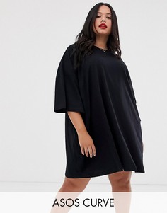Платье-футболка в стиле oversize ASOS DESIGN Curve-Черный