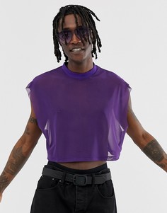 Укороченная сетчатая oversize-футболка без рукавов ASOS DESIGN-Фиолетовый