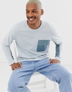 Свободный синий лонгслив со вставками ASOS DESIGN