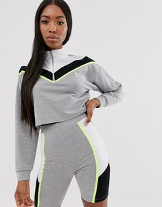 Комплект из свитшота и коротких леггинсов с неоновым кантом для дома ASOS DESIGN-Серый