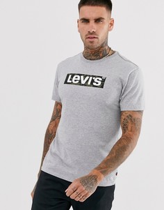 Серая меланжевая футболка с квадратным принтом с логотипом Levis-Серый Levis®