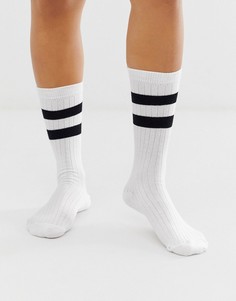 Носки с полосками ASOS DESIGN-Белый