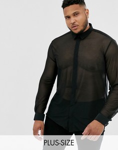 Черная супероблегающая сетчатая рубашка Twisted Tailor-Черный