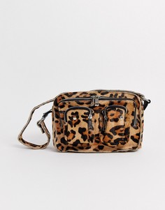 Сумка на плечо с леопардовым принтом и эффектом ворса пони Nunoo Ellie-Мульти