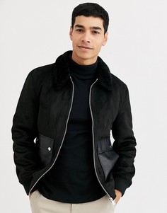 Черная куртка Харрингтон воротником \борг\" River Island-Черный