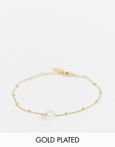 Позолоченный браслет-цепочка с искусственным жемчугом Orelia-Золотой