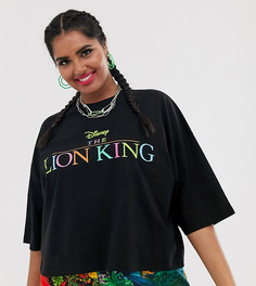 Короткая oversize-футболка с логотипом Disney The Lion King x ASOS DESIGN Curve-Черный