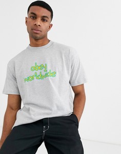 Серая футболка с логотипом на груди Obey Festival-Серый
