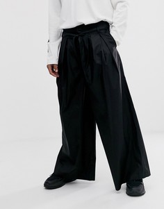Черные хлопковые брюки с широкими штанинами ASOS WHITE-Черный