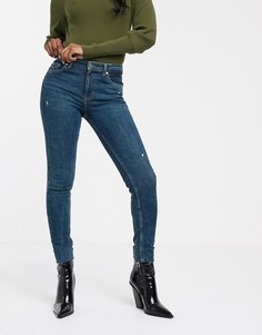 Темно-синие джинсы скинни с 5 карманами Bershka-Синий