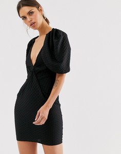Фактурное платье мини с кейпом ASOS DESIGN-Черный