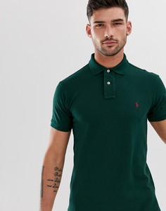 Зеленая футболка-поло узкого кроя из пике с логотипом Polo Ralph Lauren-Зеленый