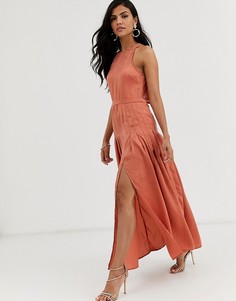 Плиссированное платье макси ASOS DESIGN-Оранжевый