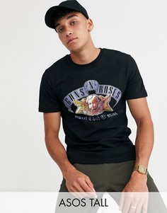 Футболка с принтом херувима \Guns and roses\" ASOS DESIGN Tall-Черный