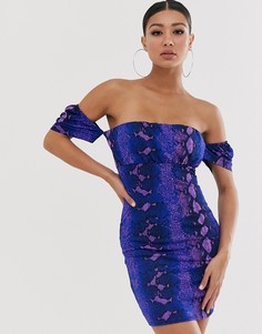 Облегающее платье мини со змеиным принтом Missguided-Мульти