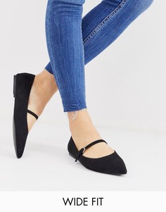 Черные балетки для широкой стопы ASOS DESIGN Lucas-Черный