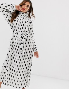 Плиссированное платье миди в горошек Forever U Collection-Мульти