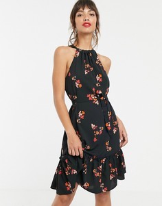 Платье мини с халтером и цветочным принтом Vero Moda-Мульти