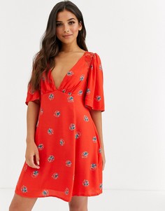 Платье с цветочным принтом Free People Mockingbird-Красный