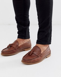 Светло-коричневые кожаные лоферы с кисточками ASOS DESIGN-Светло-коричневый