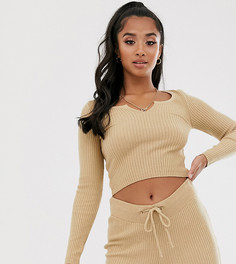 Топ от комплекта в рубчик ASOS DESIGN Petite-Светло-бежевый