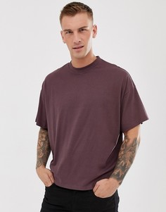 Бордовая oversize-футболка из органического хлопка с круглым вырезом ASOS DESIGN-Красный