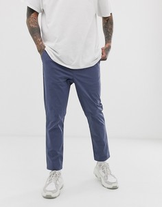 Синие суженные книзу брюки с эластичной талией ASOS DESIGN-Синий