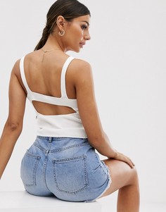 Трикотажный топ с квадратным вырезом и открытой спиной ASOS DESIGN-Белый