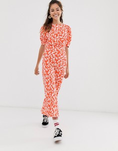 Чайное платье миди с цветочным принтом ASOS DESIGN-Мульти