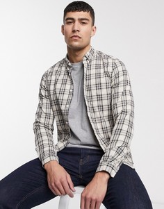 Светло-бежевая приталенная рубашка в клетку ASOS DESIGN-Бежевый