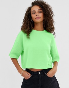 Зеленая укороченная фактурная футболка ASOS DESIGN-Зеленый