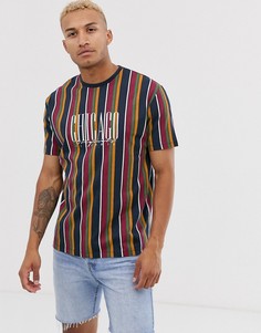 Свободная футболка в полоску с принтом ASOS DESIGN-Мульти