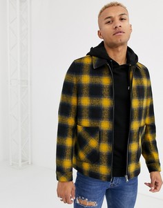 Куртка на молнии из материала с добавлением шерсти в клетку желтого и синего цвета ASOS DESIGN-Желтый