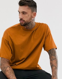 Коричневая oversize-футболка из органического хлопка с круглым вырезом ASOS DESIGN-Коричневый
