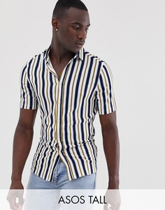 Белая приталенная рубашка в полоску ASOS DESIGN Tall-Белый