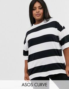Oversize-футболка в полоску ASOS DESIGN Curve-Мульти