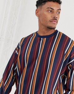 Oversize-лонгслив в вертикальную полоску ASOS DESIGN-Мульти