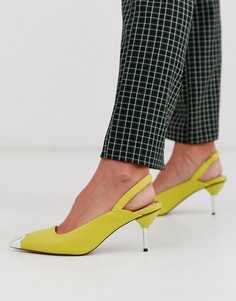 Зеленые туфли на каблуке-рюмочке с ремешком на пятке ASOS DESIGN-Зеленый