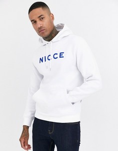 Худи белого цвета с синим логотипом Nicce-Белый