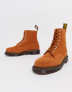 Светло-коричневые замшевые ботинки с 8 парами люверсов Dr Martens 1460 Pascal-Светло-коричневый