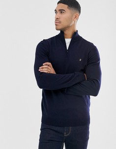 Темно-синий джемпер из мериносовой шерсти с короткой молнией Farah - Redchurch
